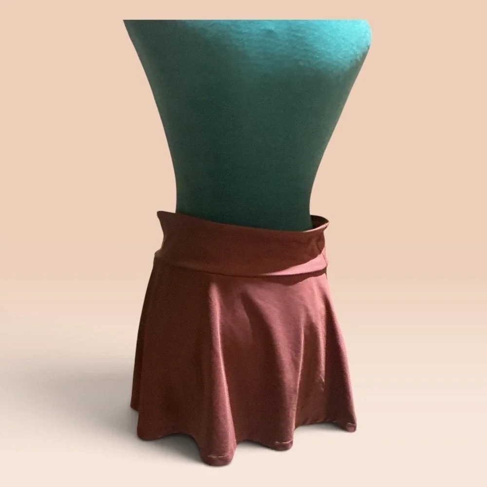 Burgundy Crossover V-Waist Mini Skirt Wine Red Flared Skater Skirt Womens